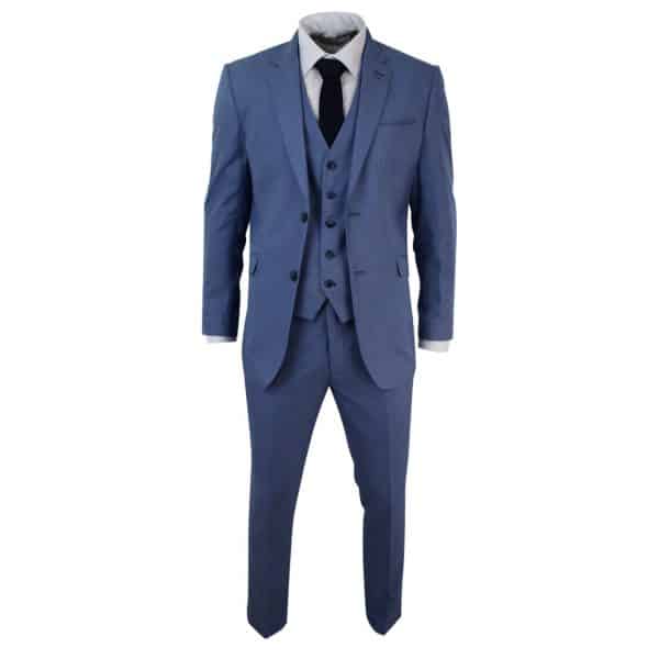 Mens Light Blue 3 Piece Suit, Tailored Fit