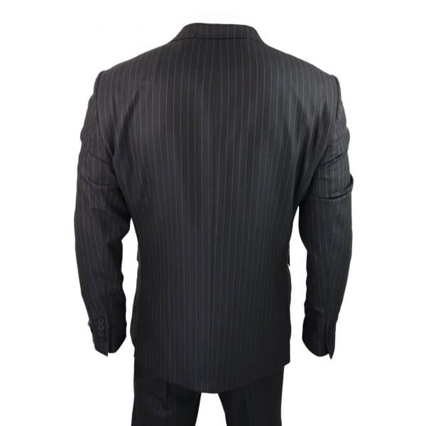Mens Black 3 Piece Pinstripe Suit