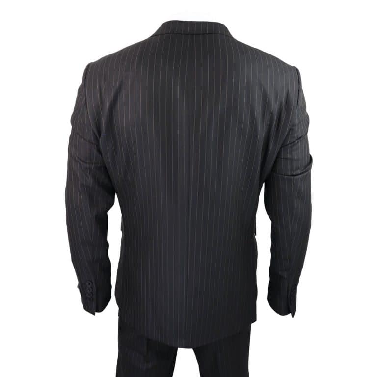 Mens Black 3 Piece Pinstripe Suit: Buy Online - Happy Gentleman