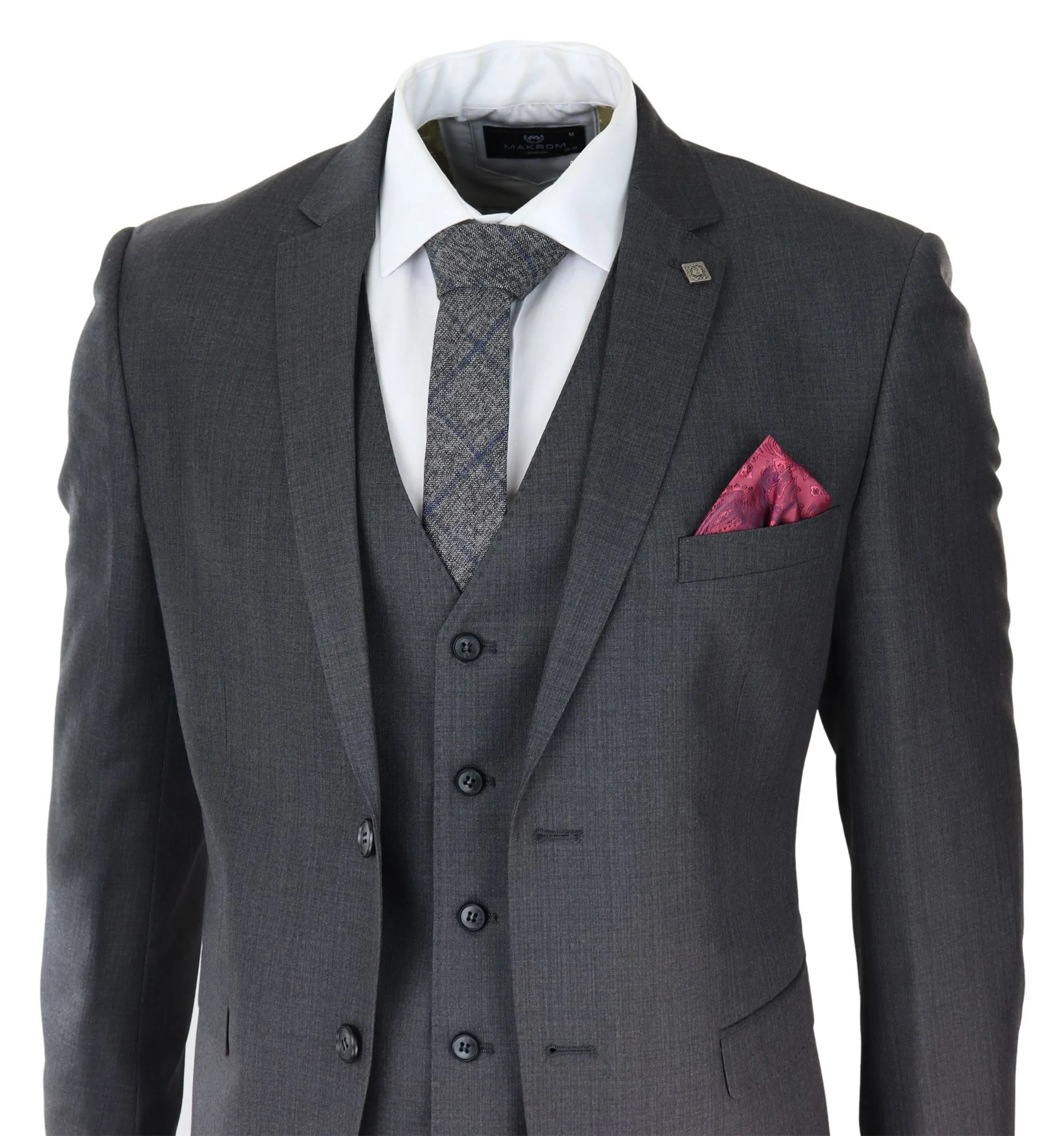 Grey three piece suit hot sale wedding