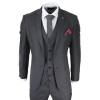 Mens Dark Grey Charcoal 3 Piece Suit Classic Stitch Wedding Summer Prom Classic