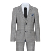 Boys Marc Darcy 3 Piece Suit Grey Prince Of Wales Blue Check Vintage Retro