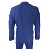 Mens Royal Blue 3 piece Suit Brown Trim Classic Birdseye Vintage Wedding Grooms