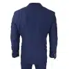 Mens Navy 3 piece Suit Brown Trim Classic Birdseye Vintage Wedding Grooms
