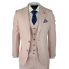 Mens Herringbone Tweed 3 Piece Suit Pink Blush Retro Vintage Short Reg Long