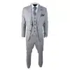 Mens 3 Piece Summer Suit Grey Check Blue Black Tailored Fit Classic Wedding Formal