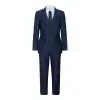 Boys Navy Blue 3 Piece Tweed Birdseye Suit Smart Formal Wedding Classic 1920s