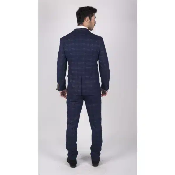 Mens Marc Darcy Blue Check Prince Of Wales 3 Piece Suit Smart Casual Slim Fit Chigwell