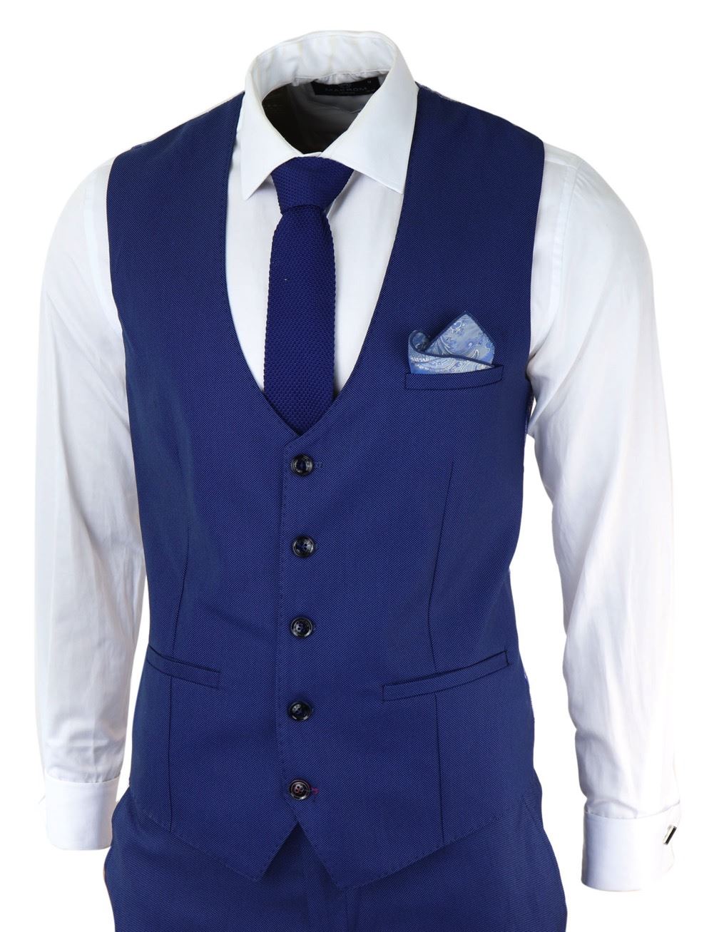 Mens 3 Piece Royal Blue Suit Slim Fit Classic Grooms Marc Darcy Danny ...