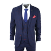 Mens Navy Check 3 Piece Suit Red Edinson Marc Darcy Classic Vintage Wedding