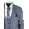 Mens 3 Piece Suit Sky Blue Check Wool Feel Marc Darcy Tailored Fit Wedding Prom Harry