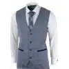 Mens 3 Piece Suit Sky Blue Check Wool Feel Marc Darcy Tailored Fit Wedding Prom Harry