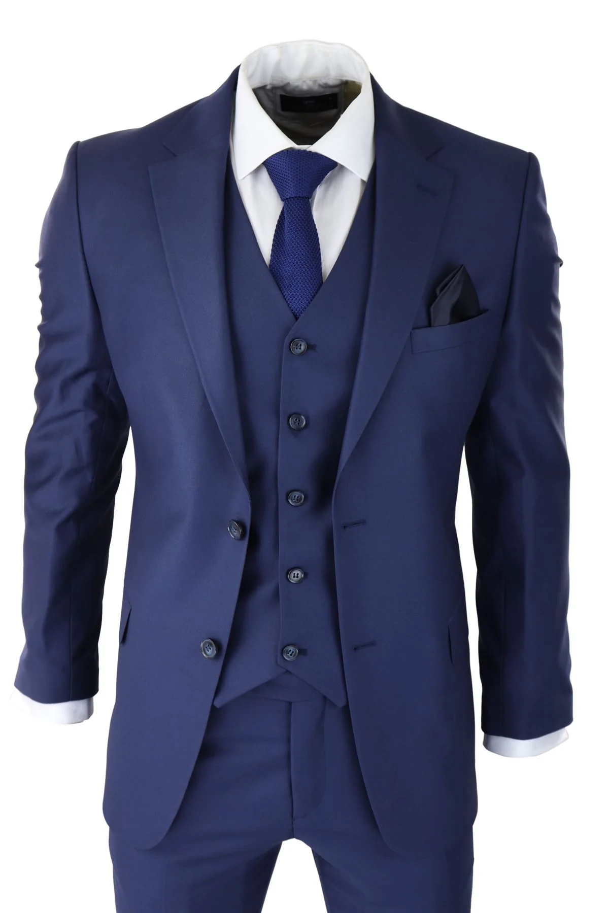 Mens Classic Navy Blue 3 Piece Suit Slim Fit Vintage Retro Smart Formal  Wedding: Buy Online - Happy Gentleman