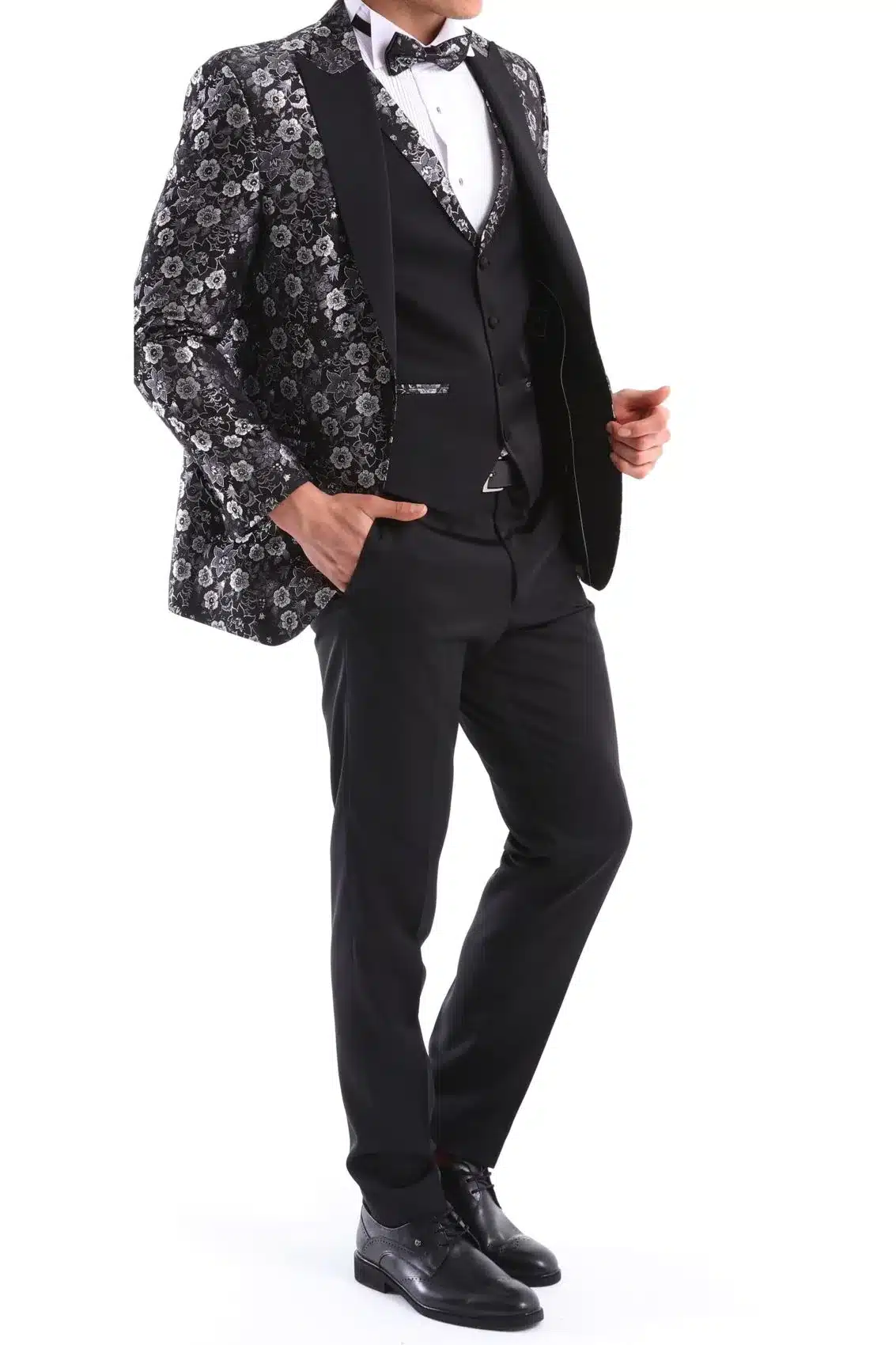 Black Men's Slim Fit Suit Paisley Vest Prom Party Groomsman Tuxedo  Wedding Suits