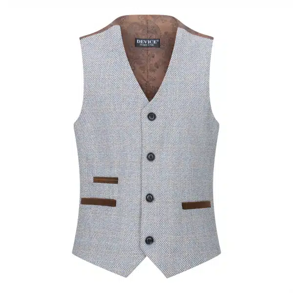 Jungen 3 Stück Anzug Creme Beige Tweed Check Vintage Retro Tailored Fit 1920s