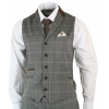 Mens Check Tweed 3 Piece Blue Navy Suit Vintage Retro Tailored Fit Prince Of Wales