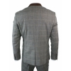 Mens Check Tweed 3 Piece Blue Navy Suit Vintage Retro Tailored Fit Prince Of Wales