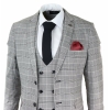 Mens Marc Darcy Grey Prince Of Wales Check Suit Ross Office Wedding Slim Fit Classic