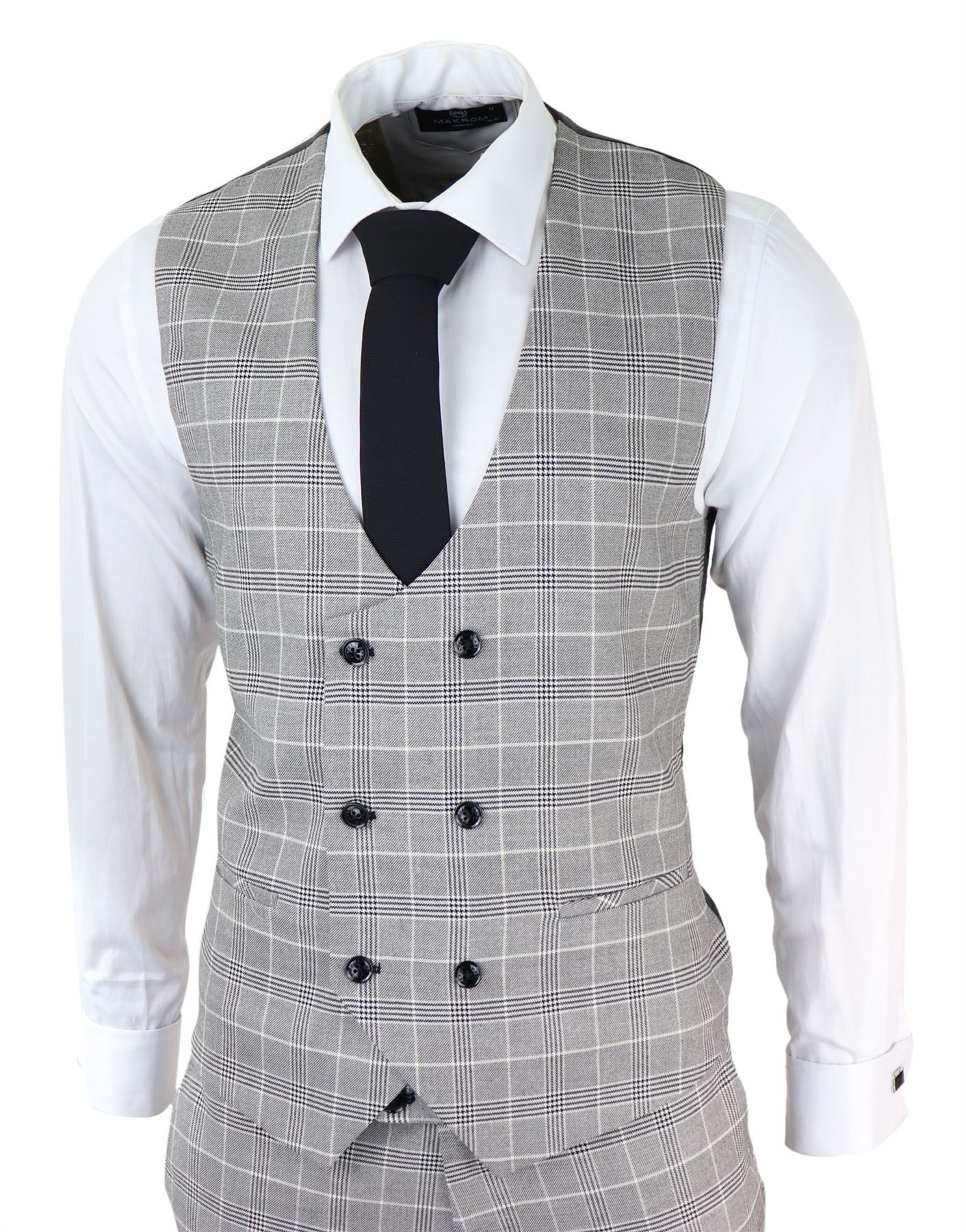 Mens Marc Darcy Grey Prince Of Wales Check Suit Ross Office Wedding ...