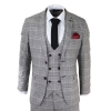 Mens Marc Darcy Grey Prince Of Wales Check Suit Ross Office Wedding Slim Fit Classic