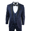 Mens Marc Darcy Velvet Paisley Blue Fit 3 Piece Suit Tuxedo Dinner Jacket Wedding