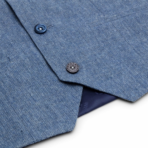 Boys 3 Piece Wool Suit Light Blue Tweed Vintage 1920s Classic 4 Pocket Waistcoat