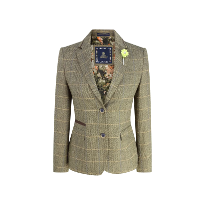 Womens Tan Brown Tweed Blazer