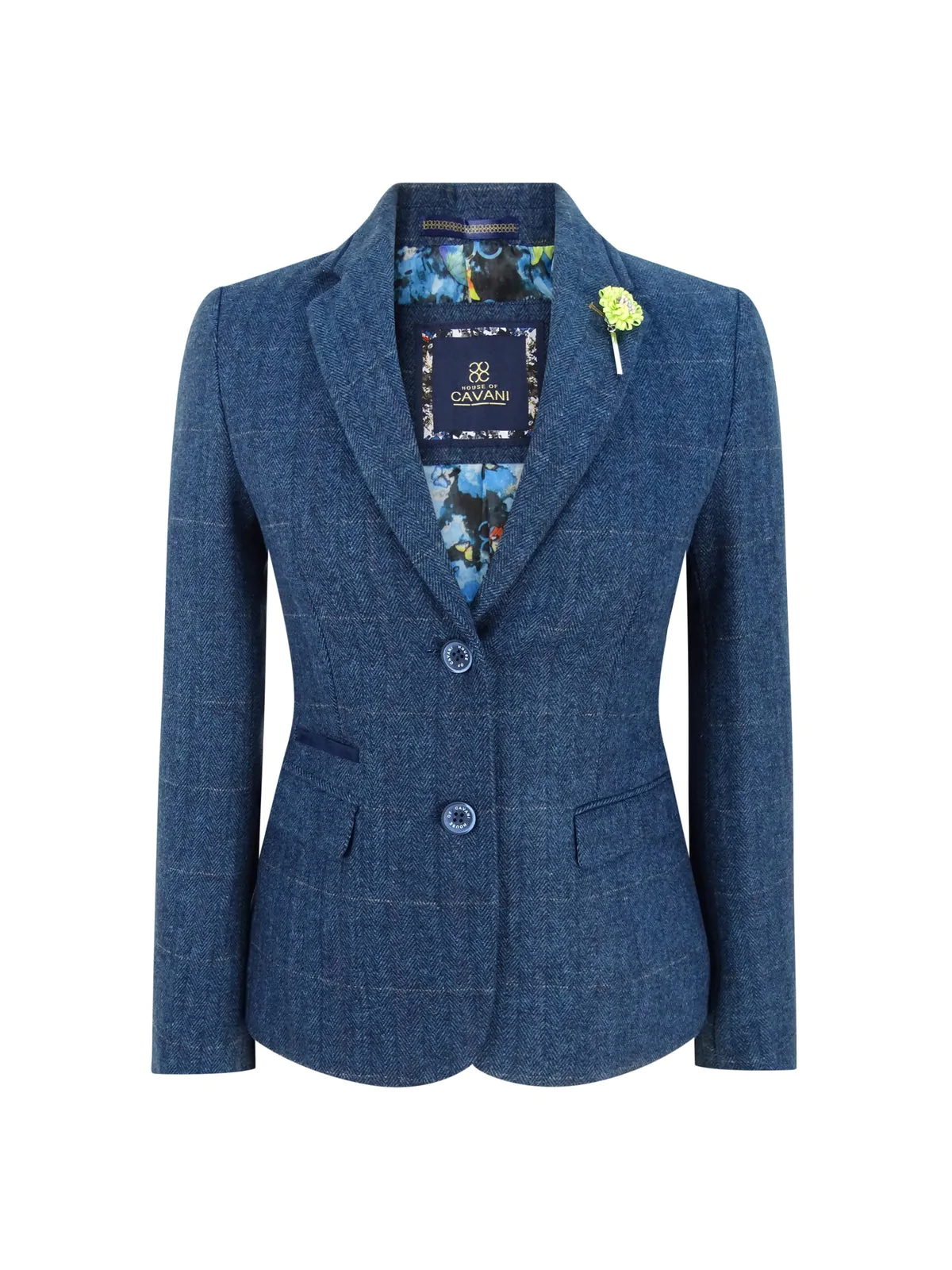 Blauer formeller Blazer aus Tweed für Damen