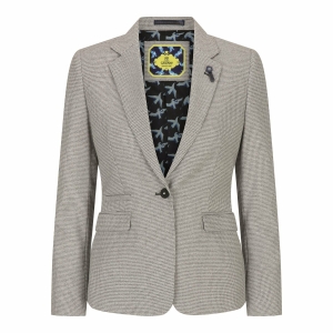Ladies Tweed Beige Blazer Wool Classic Hunting Jacket Vintage 1920s Retro