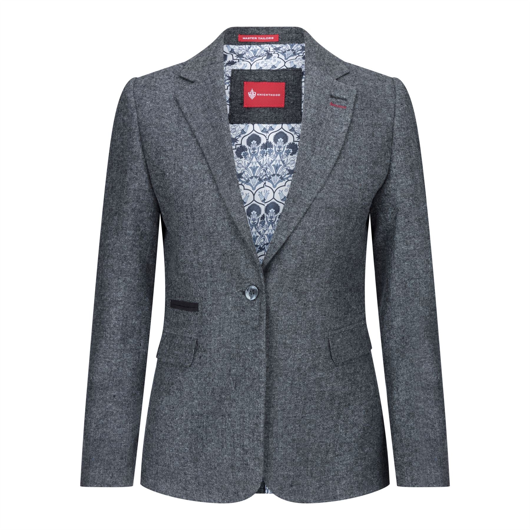 Damen Blazer Anzug Wolle Tweed Ellenbogen Patch 1920s Vintage Klassisch Grau