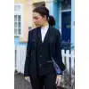 Womens Blazer Suit Wool Tweed Elbow Patch 1920s Vintage Classic Blue