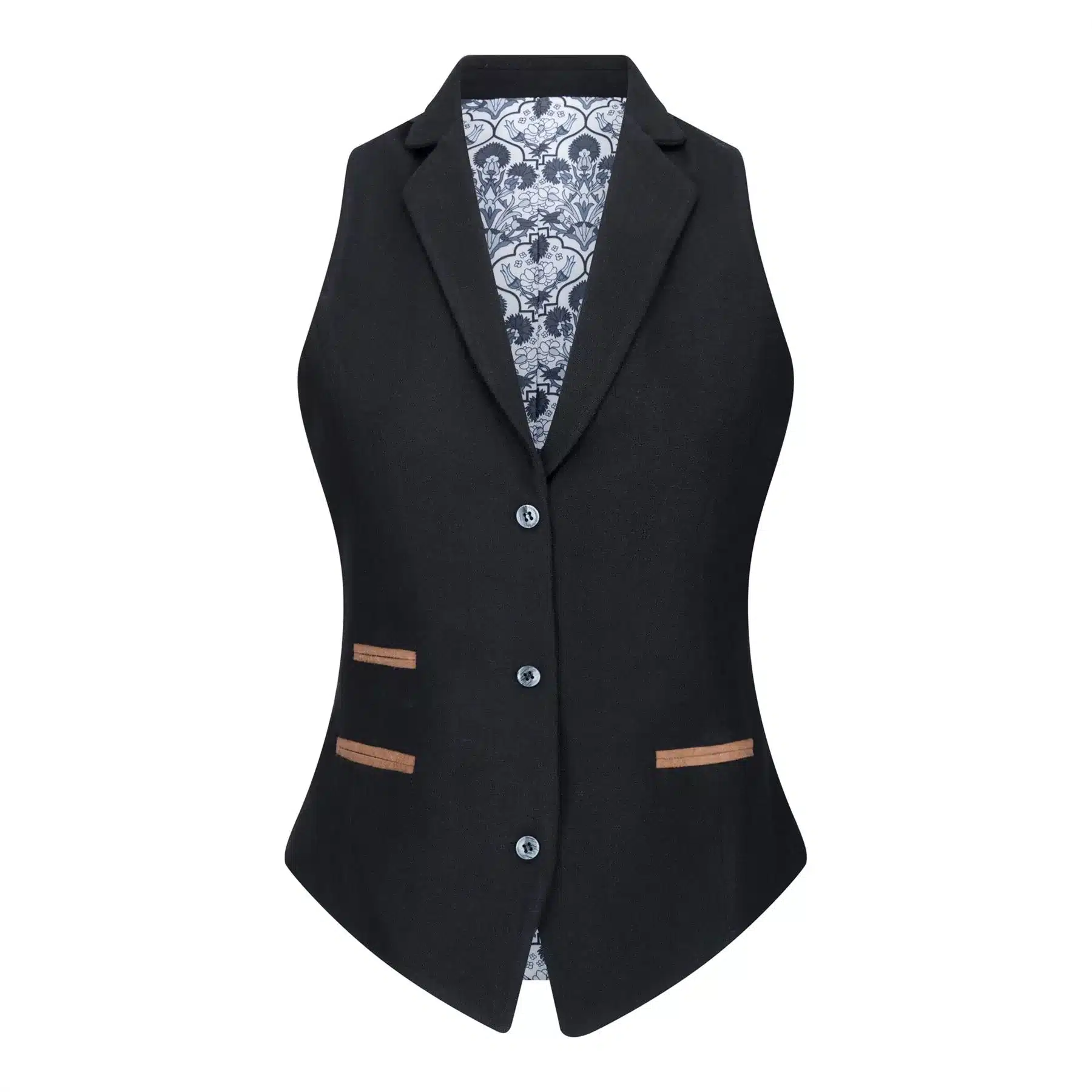 Damenweste Anzug Wolle Tweed Ellenbogen Patch 1920er Jahre Vintage Klassisch Schwarz
