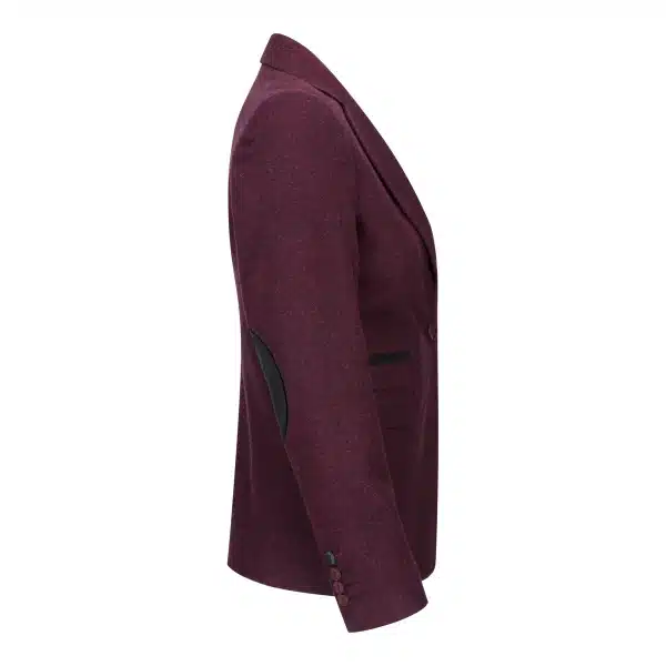 Womens Blazer Suit Wool Tweed Elbow Patch 1920s Vintage Classic Burgundy