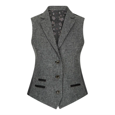 Women Grey Tweed Herringbone waistcoat 1920's Peaky Tailored Fit Vintage Retro