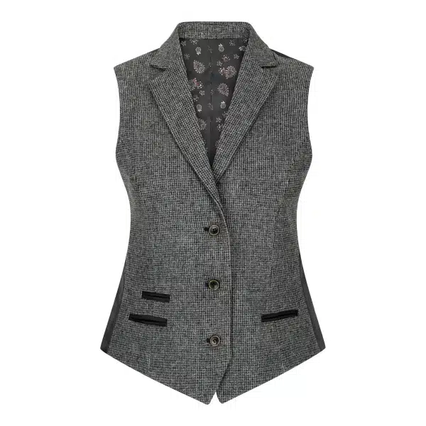 Women Grey Tweed Herringbone waistcoat 1920's Peaky Tailored Fit Vintage Retro