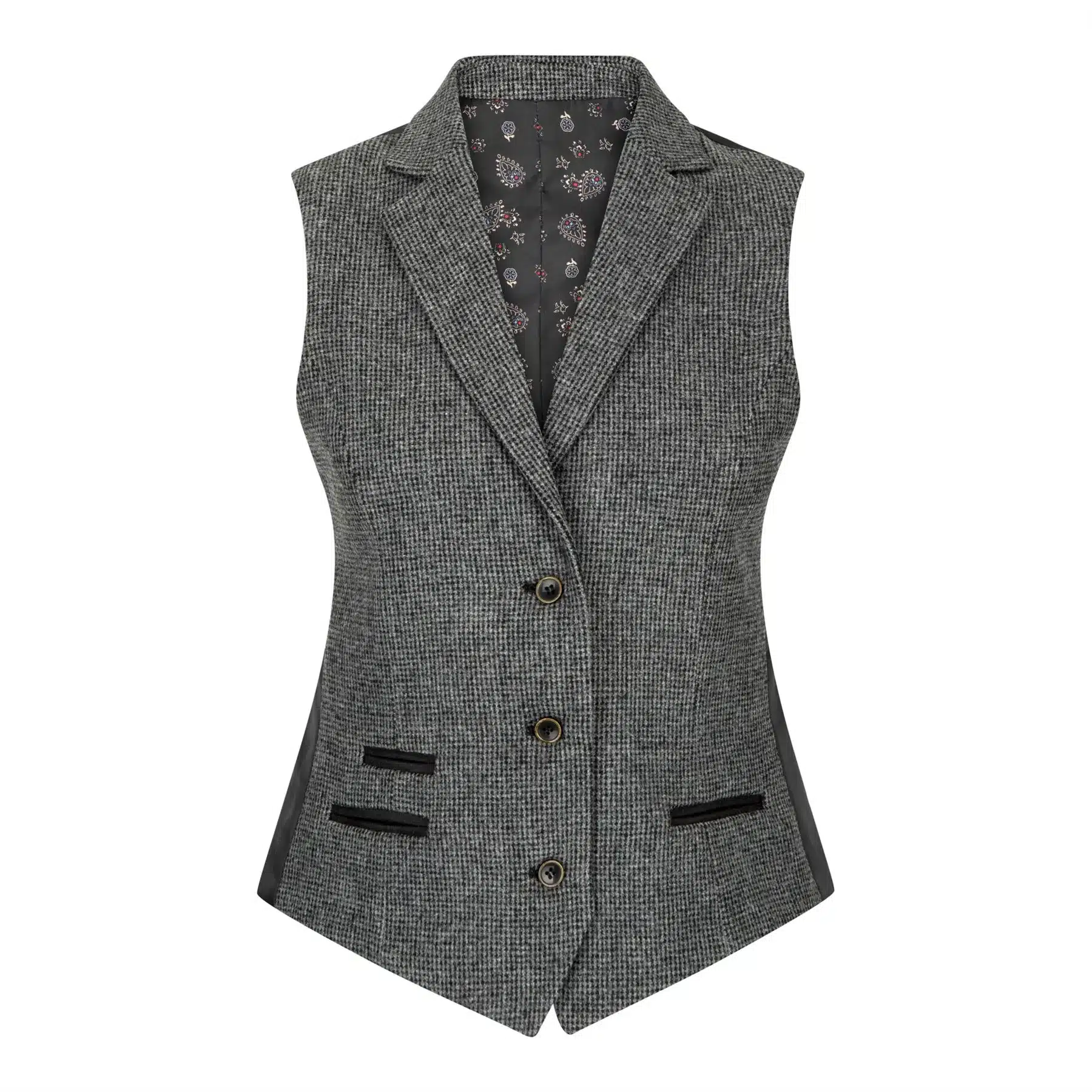Damen Grau Tweed Fischgrätenweste 1920&#039;s Peaky Tailored Fit Vintage Retro