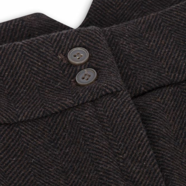 Womens Tweed Herringbone Trousers Brown 1920s Vintage Tailored Classic Smart