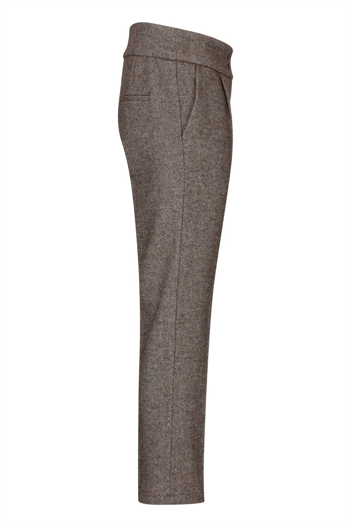 Womens Tweed Trousers 1920s Vintage Blinders Tan Brown Herringbone Tailored Fit