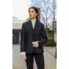 Women Black jacket  Tweed Herringbone Wool Classic Smart Casual Vintage 1920s