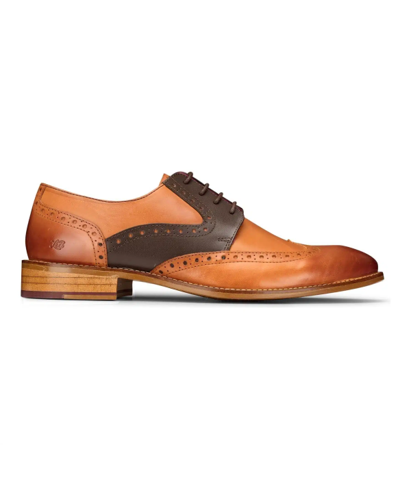 Mens Tan Navy Brown Red Brogue Shoes Laced Classic Vintage Formal Real Leather