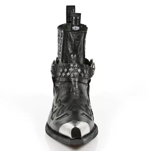 New Rock 7950P-S1 Black Leather Military Cowboy Boots Metal Toe Heel Biker Rock