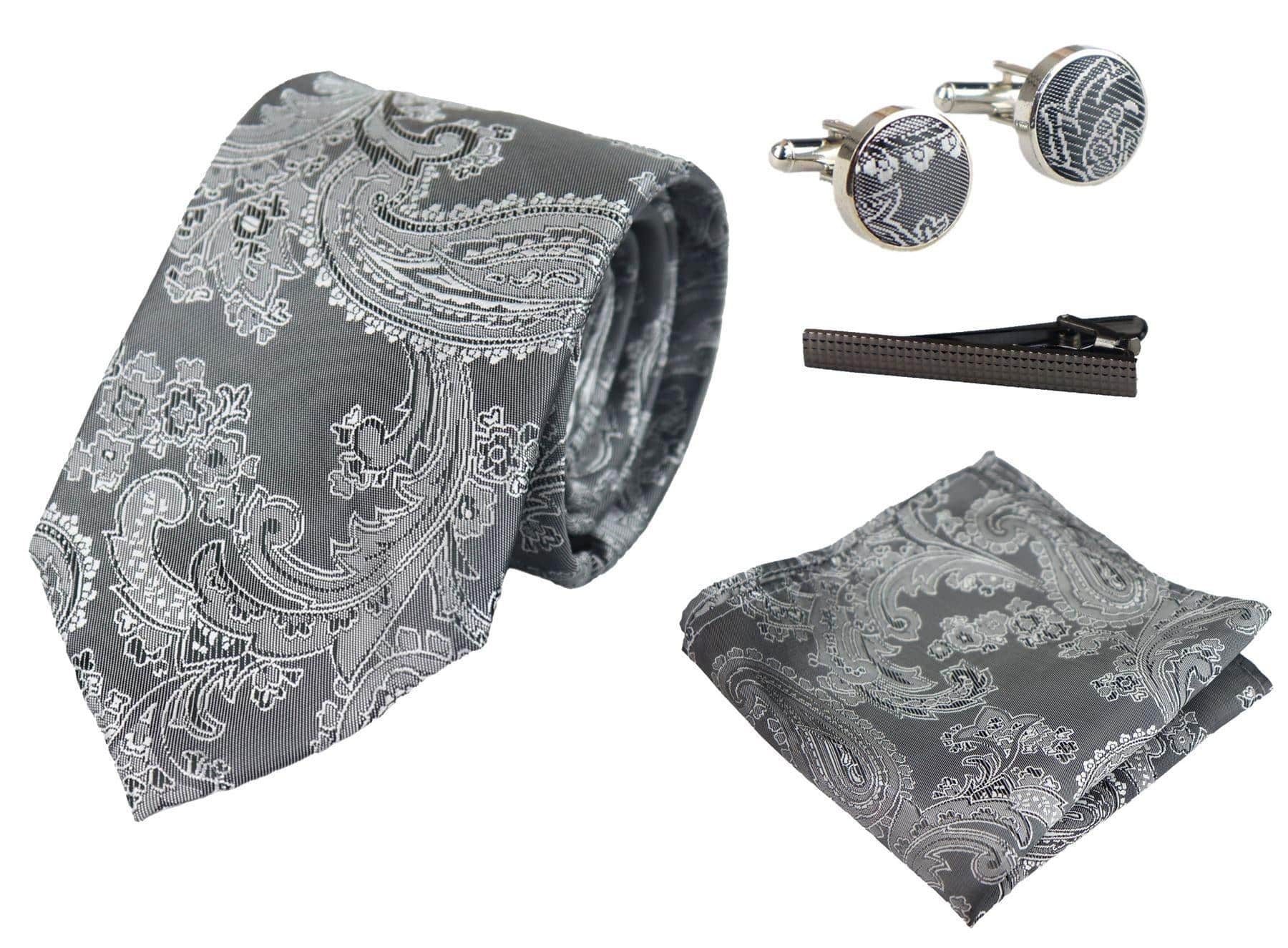 Paisley Neck Brown Tie Gift Set Pocket Square Cuff Links Tie Floral Satin:  Buy Online - Happy Gentleman United States