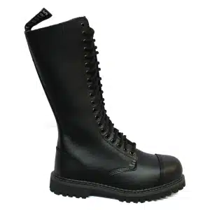 Unisex Real Leather Military Boots Black Ginders King Punk Rock Safety Steel Toe