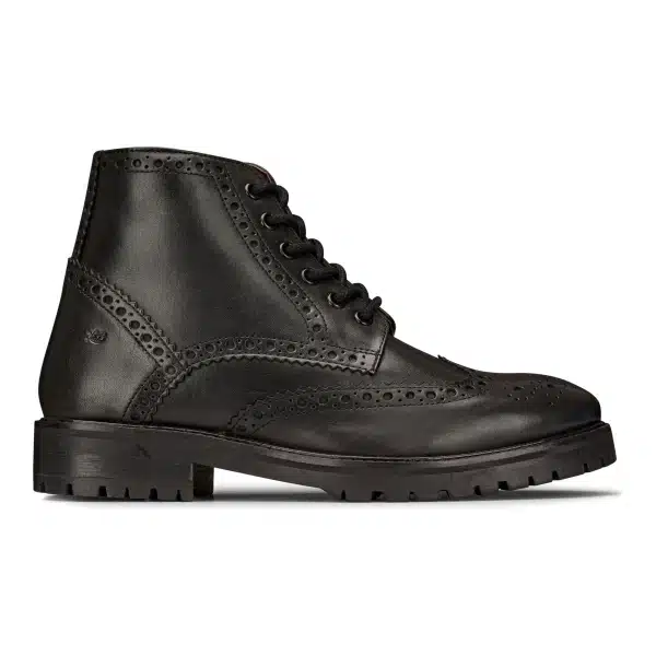 Mens Real Leather Laced Platform Brogue Military Boots Punk Rock Black Tan