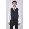 Mens Classic Waistcoat Prince Of Wales Check Navy Slim Fit Vintage Wedding