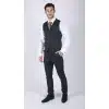 Mens Classic Waistcoat Prince Of Wales Check Navy Slim Fit Vintage Wedding