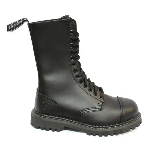 Unisex Real Leather Military Boots Black Ginders Herald Punk Rock Safety Steel Toe