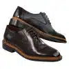 Mens Brogue Oxford Shoes Tan Black Laced Leather Goodyear Welted