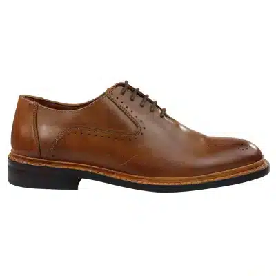 Mens Brogue Oxford Shoes Tan Brown Black Laced Leather Goodyear Welted