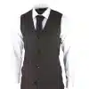 Mens 3 Piece Check Suit Tweed Black Brown Tailored Fit Wedding Peaky Classic